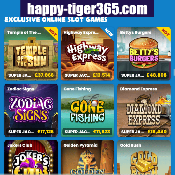 Happy Tiger Casino Exclusive Slots - Temple of The Sun, Highway Express, Betty's Burgers games