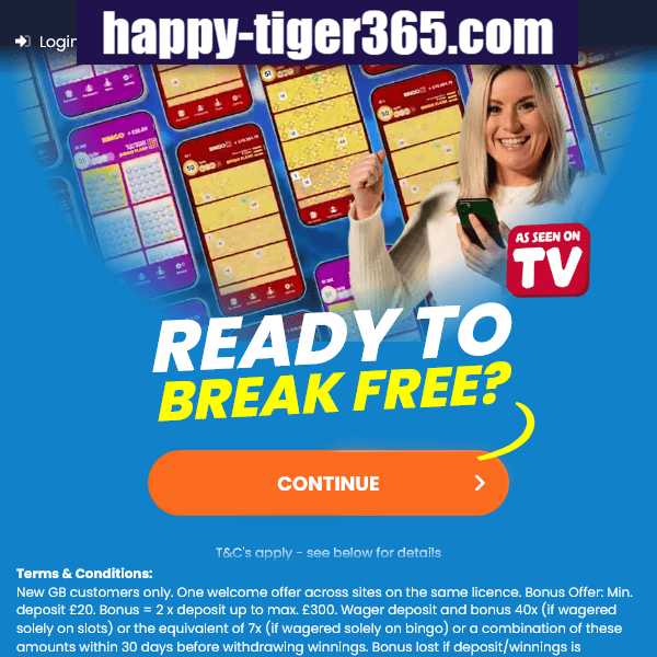 Happy Tiger Casino Landing Page Banner - Ready to Break Free promotional banner